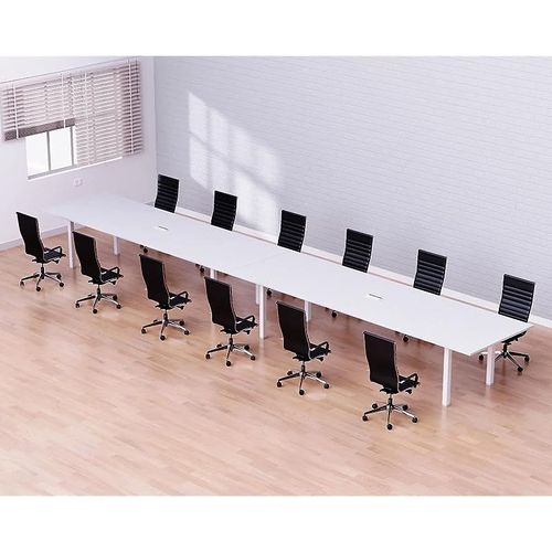 Meeting Table, Figura 72-48, Smooth &amp; Durable Top Conference Table with Wire Management &amp; Metal Legs for Home Office - (12 Seater, U Leg White)