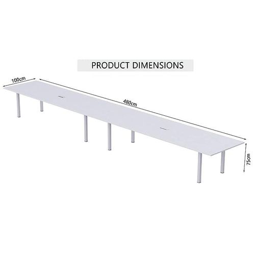 Meeting Table, Figura 72-48, Smooth &amp; Durable Top Conference Table with Wire Management &amp; Metal Legs for Home Office - (12 Seater, U Leg White)