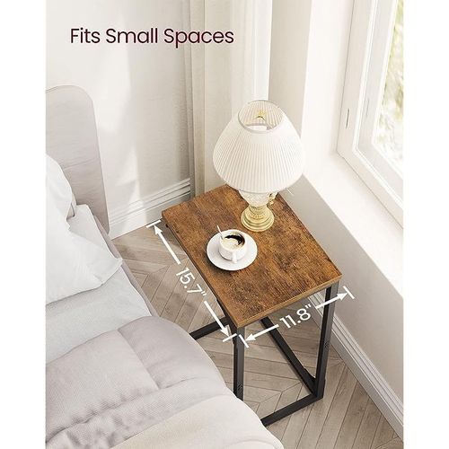 C-Shaped End table Set of 2, Small End table for Couch, Sofa Table with Metal Frame for Living Room, Bedroom, Bedside, Rustic Brown and Black, ULET354B01