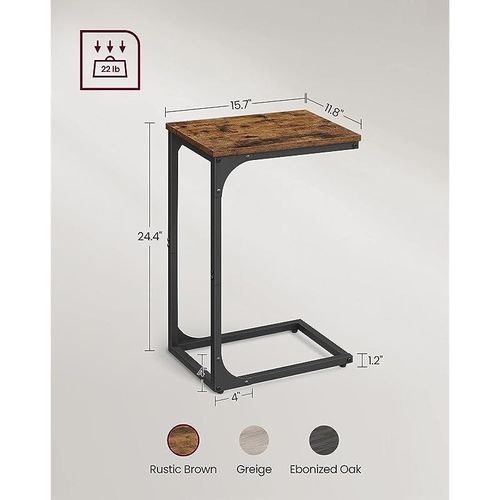 C-Shaped End table Set of 2, Small End table for Couch, Sofa Table with Metal Frame for Living Room, Bedroom, Bedside, Rustic Brown and Black, ULET354B01