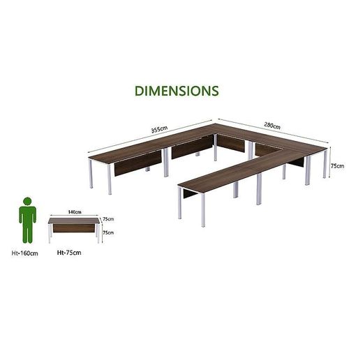 Figura 72-14 12 Seater Dark Walnut U-Shaped Conference-Meeting Table for Office, Conference Room, Meeting Room