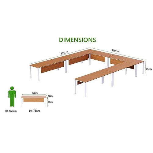 Figura 72-16 12 Seater Light Walnut U-Shaped Conference-Meeting Table for Office, Conference Room, Meeting Room
