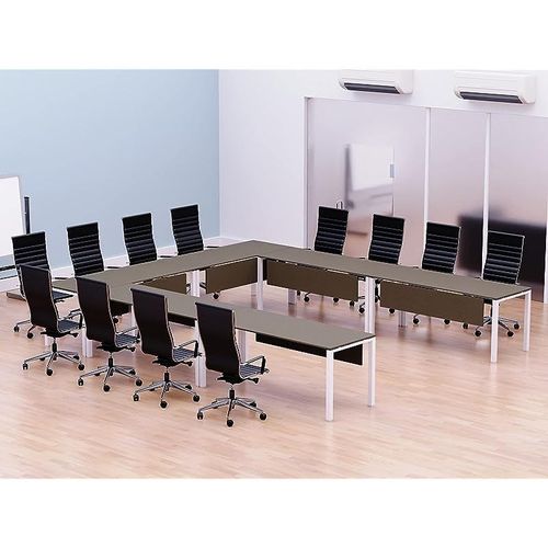 Figura 72-14 12 Seater Brown Linen U-Shaped Conference-Meeting Table for Office, Conference Room, Meeting Room