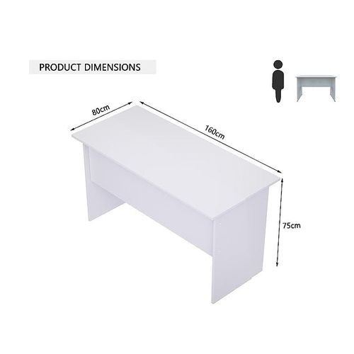 Study Writing Desk, MP1 160x80 Writing Table with Hanging Pedestal, Modern Home Office Desks for Student Study Laptop PC - White