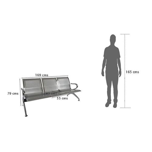 Cosmos Metal Bench With Cushion Contemporary and Spacious Bench - Electroplated Metal Built - 2 Seater (3 Seater, Metal Bench Without Cushion) (Metal Bench Without Cushion, 3 Seater)