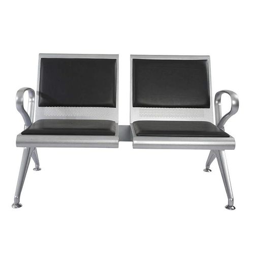 Banco Hf 2 Seater Metal Bench With Cushion - Modern and Comfortable Bench With Cushioned Seating and Mesh Back-Grey