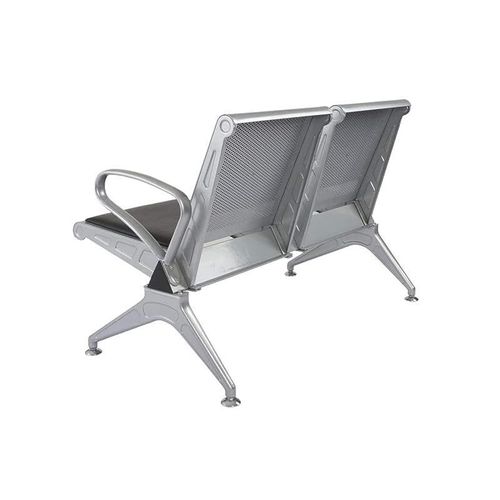 Banco Hf 2 Seater Metal Bench With Cushion - Modern and Comfortable Bench With Cushioned Seating and Mesh Back-Grey