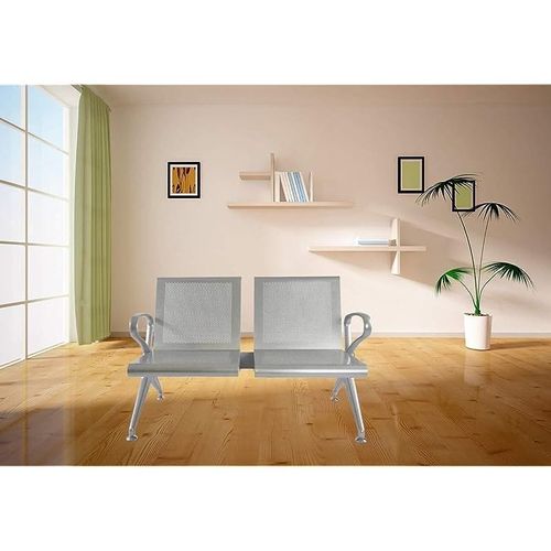 Banco Hf 2 Seater Metal Bench Bold and Stylish Bench With Mesh Back and Seat - Powder Coated Arms and Legs -Grey