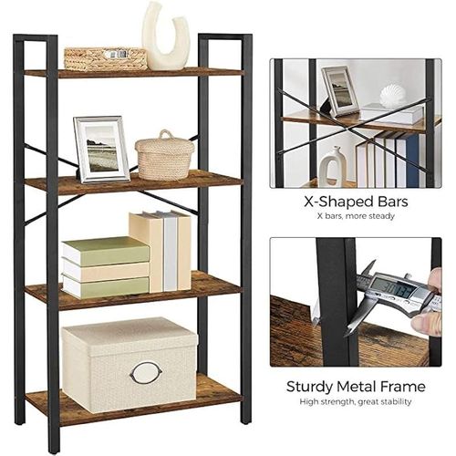 Ladder Shelf With 4 Tier Wooden Shelves - Brown