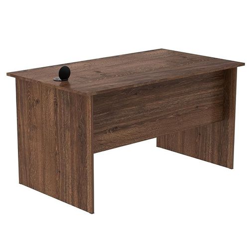 Modern Writing Study Table With Round Desktop Power Module - Brown