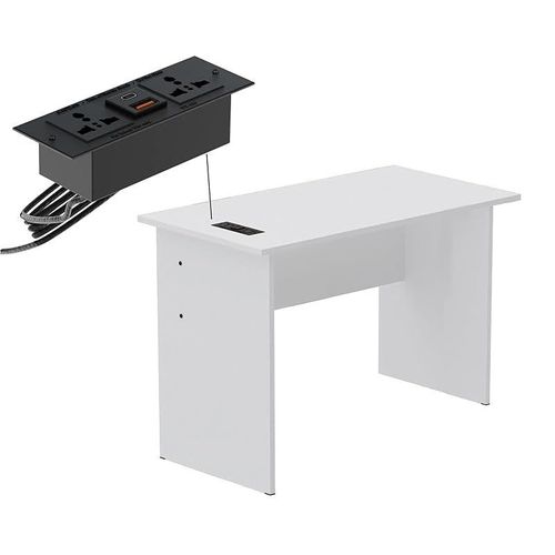 Writing Table With Desktop Socket And USB AC Port - White