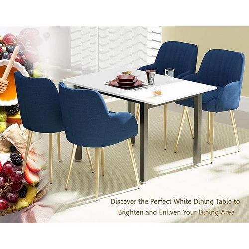 Modern Wooden Dining Table 4-Seater U-Leg - Premium White