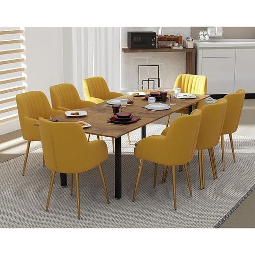Modern Wooden Dining Table 8-Seater U-Leg - Cognac Brown Sherman Oak