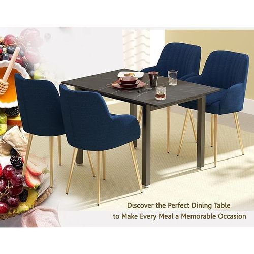 Modern Wooden Dining Table 4-Seater U-Leg - Black Pietra Grigia