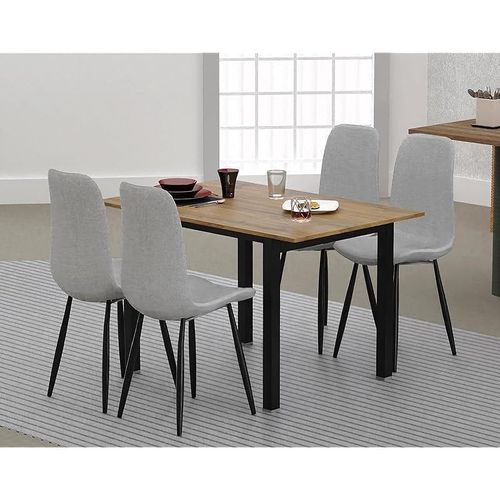 Modern Wooden Dining Table 4-Seater U-Leg - Cognac Brown Sherman Oak
