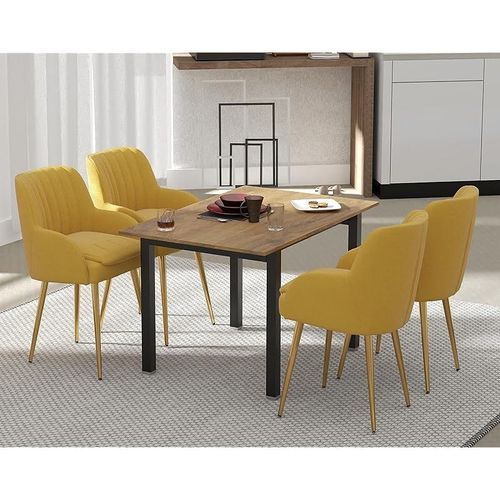 Modern Wooden Dining Table 4-Seater U-Leg - Cognac Brown Sherman Oak