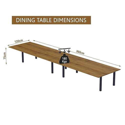 Modern Wooden Dining Table 10-Seater U-Leg - Cognac Brown Sherman Oak