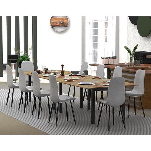 Modern Wooden Dining Table 10-Seater U-Leg - Cognac Brown Sherman Oak