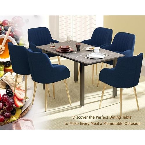 Modern Wooden Dining Table 6-Seater U-Leg - Black Pietra Grigia