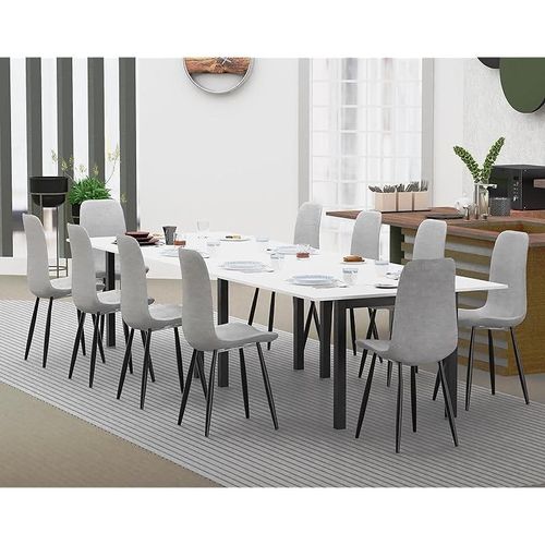 Modern Wooden Dining Table 10-Seater U-Leg - Premium White