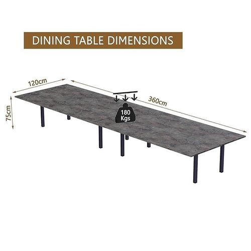 Modern Wooden Dining Table 10-Seater U-Leg - Anthracite