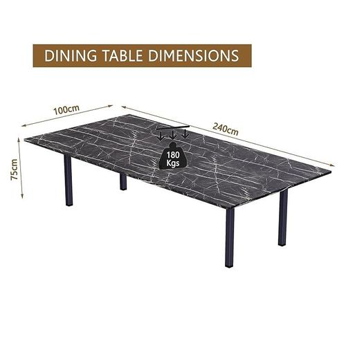 Modern Wooden Dining Table 8-Seater U-Leg - Black Pietra Grigia