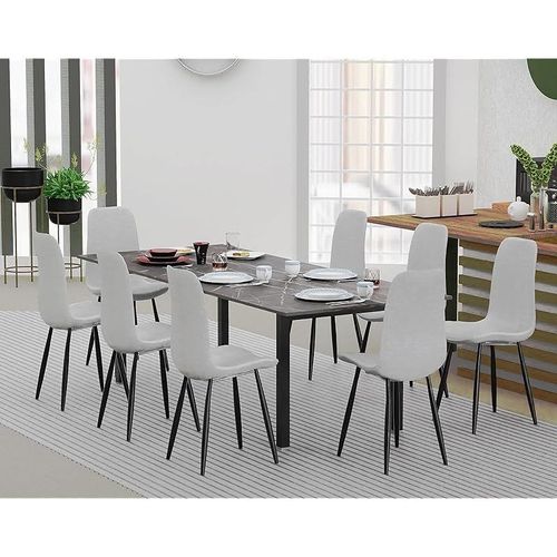 Modern Wooden Dining Table 8-Seater U-Leg - Black Pietra Grigia