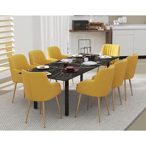 Modern Wooden Dining Table 8-Seater U-Leg - Black Pietra Grigia