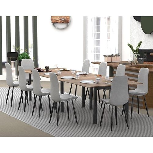Modern Wooden Dining Table 10-Seater U-Leg - Tobacco Halifax Oak