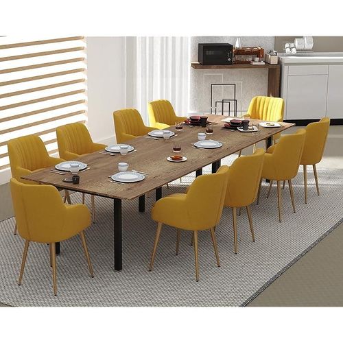 Modern Wooden Dining Table 10-Seater U-Leg - Tobacco Halifax Oak