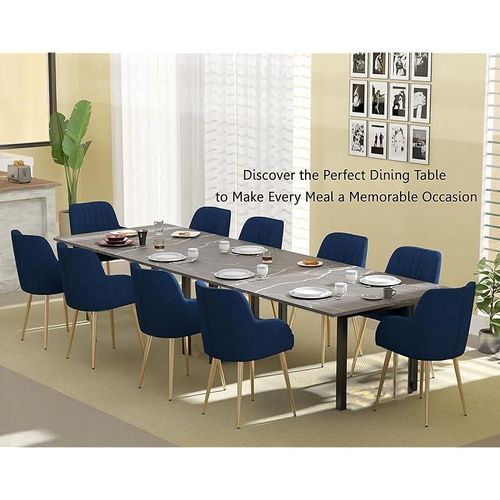 Modern Wooden Dining Table 10-Seater U-Leg - Black Pietra Grigia
