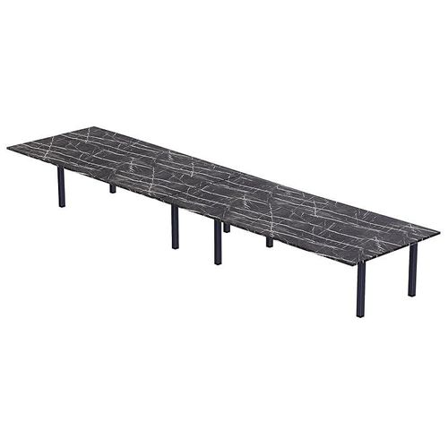 Modern Wooden Dining Table 10-Seater U-Leg - Black Pietra Grigia