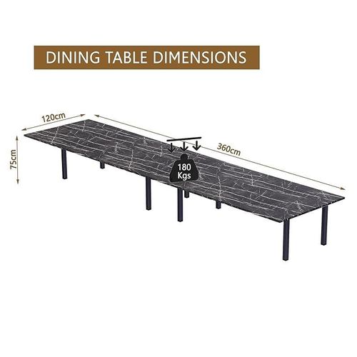 Modern Wooden Dining Table 10-Seater U-Leg - Black Pietra Grigia