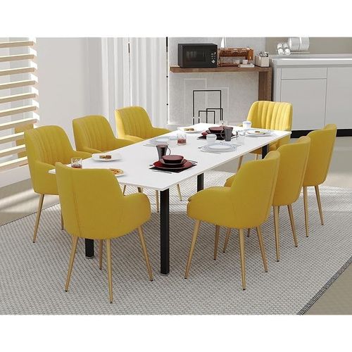 Modern Wooden Dining Table 8-Seater U-Leg - Premium White