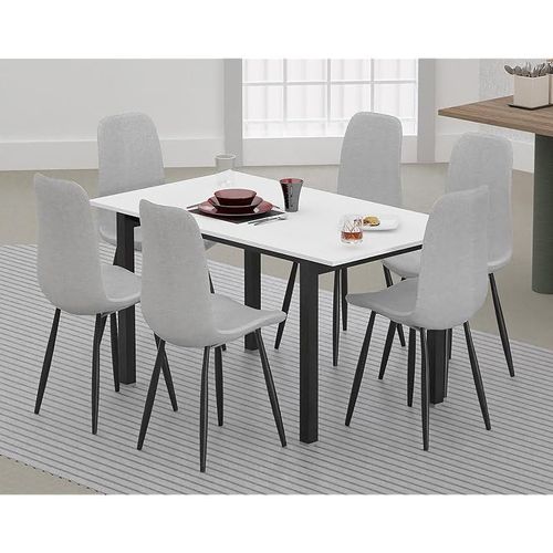 Modern Wooden Dining Table 6-Seater U-Leg - Premium White