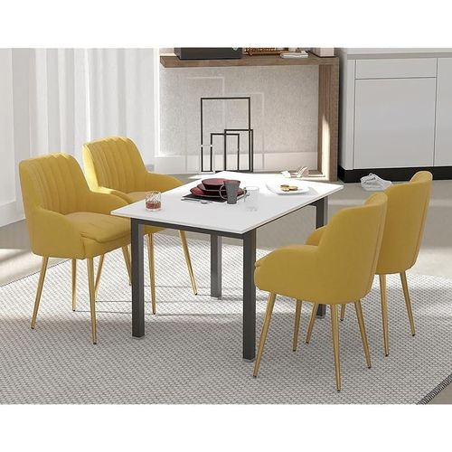 Modern Wooden Dining Table 6-Seater U-Leg - Premium White