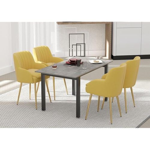 Modern Wooden Dining Table 4-Seater U-Leg - Anthracite