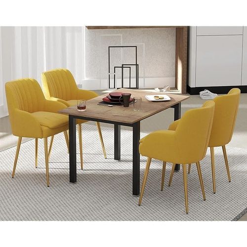 Modern Wooden Dining Table 6-Seater U-Leg - Tobacco Halifax Oak