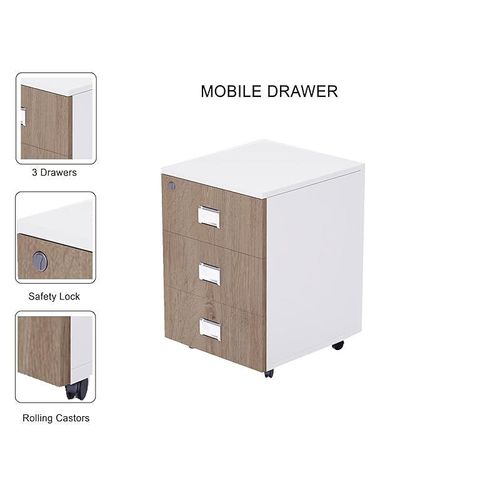 Workstation Table With Drawer - Truffle Davos Oak