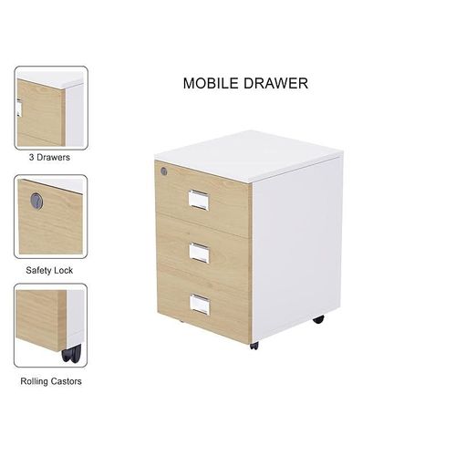 Workstation Table With Drawer - Natural Davos Oak