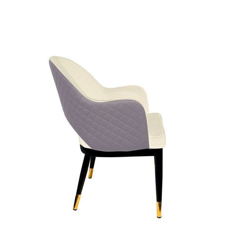 Maple Home Faux Leather Dining Chairs Hollow Back Modern Metal Legs Accent Armrest Upholstered Kitchen Living Room Furniture 