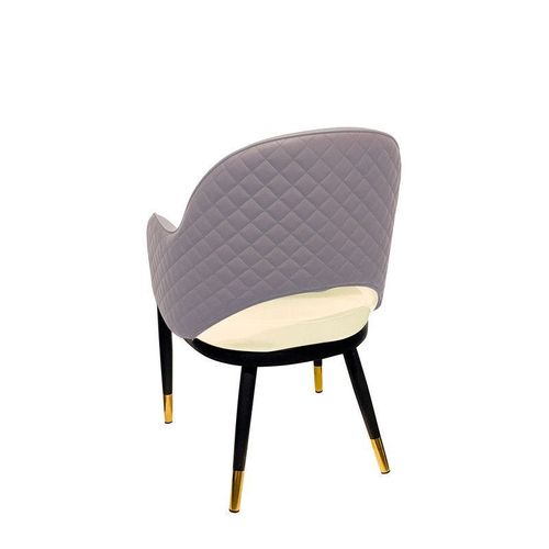 Maple Home Faux Leather Dining Chairs Hollow Back Modern Metal Legs Accent Armrest Upholstered Kitchen Living Room Furniture 