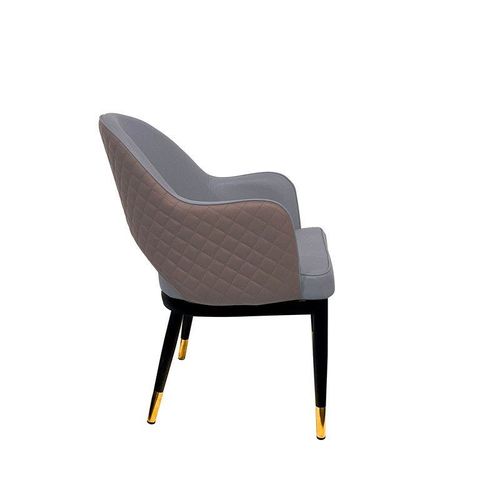 Maple Home Faux Leather Dining Chairs Hollow Back Modern Metal Legs Accent Armrest Upholstered Kitchen Living Room Furniture 