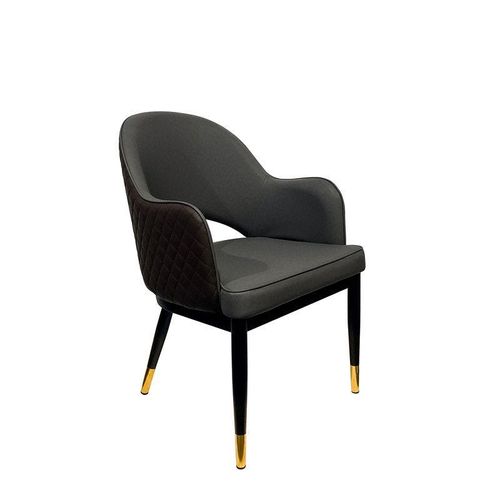 Maple Home Faux Leather Dining Chairs Hollow Back Modern Metal Legs Accent Armrest Upholstered Kitchen Living Room Furniture 
