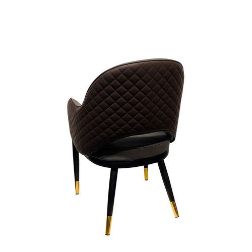 Maple Home Faux Leather Dining Chairs Hollow Back Modern Metal Legs Accent Armrest Upholstered Kitchen Living Room Furniture 