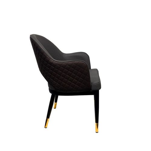 Maple Home Faux Leather Dining Chairs Hollow Back Modern Metal Legs Accent Armrest Upholstered Kitchen Living Room Furniture 