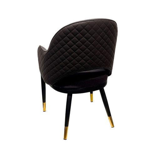 Maple Home Faux Leather Dining Chairs Hollow Back Modern Metal Legs Accent Armrest Upholstered Kitchen Living Room Furniture 
