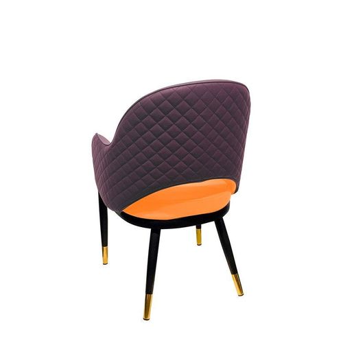 Maple Home Faux Leather Dining Chairs Hollow Back Modern Metal Legs Accent Armrest Upholstered Kitchen Living Room Furniture 