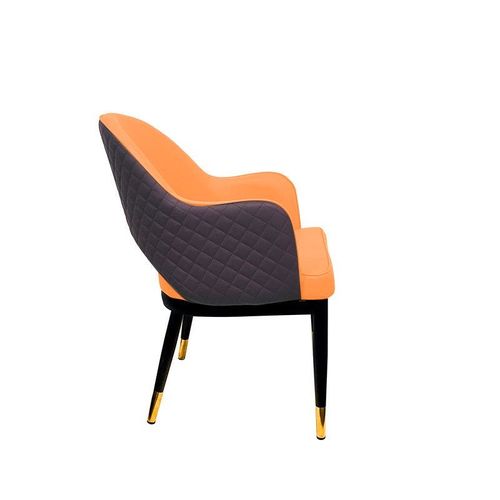 Maple Home Faux Leather Dining Chairs Hollow Back Modern Metal Legs Accent Armrest Upholstered Kitchen Living Room Furniture 