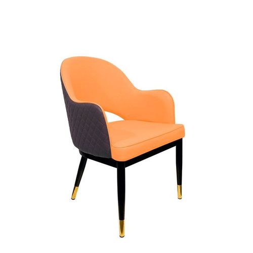 Maple Home Faux Leather Dining Chairs Hollow Back Modern Metal Legs Accent Armrest Upholstered Kitchen Living Room Furniture 